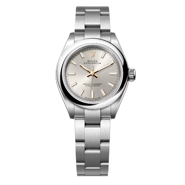 Silver watch with silver dial