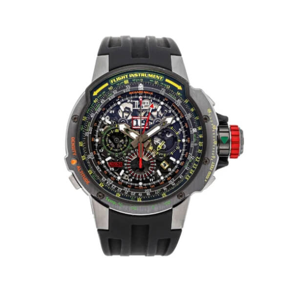 Tourbillon chronograph aviation watch in black