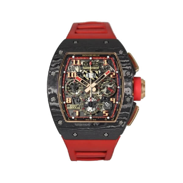 Titanium watch with red fabric strap